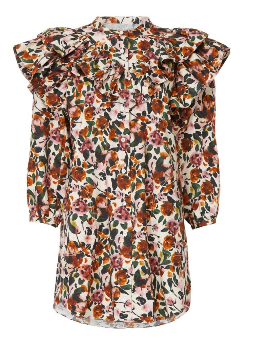 Something Navy Floral Ruffle Dress Small